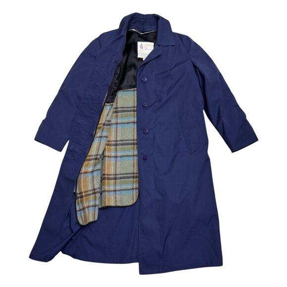 LONDON FOG Vintage Luxury Designer Blue Winter Business Trench Coat Womens 14 - Picture 1 of 9